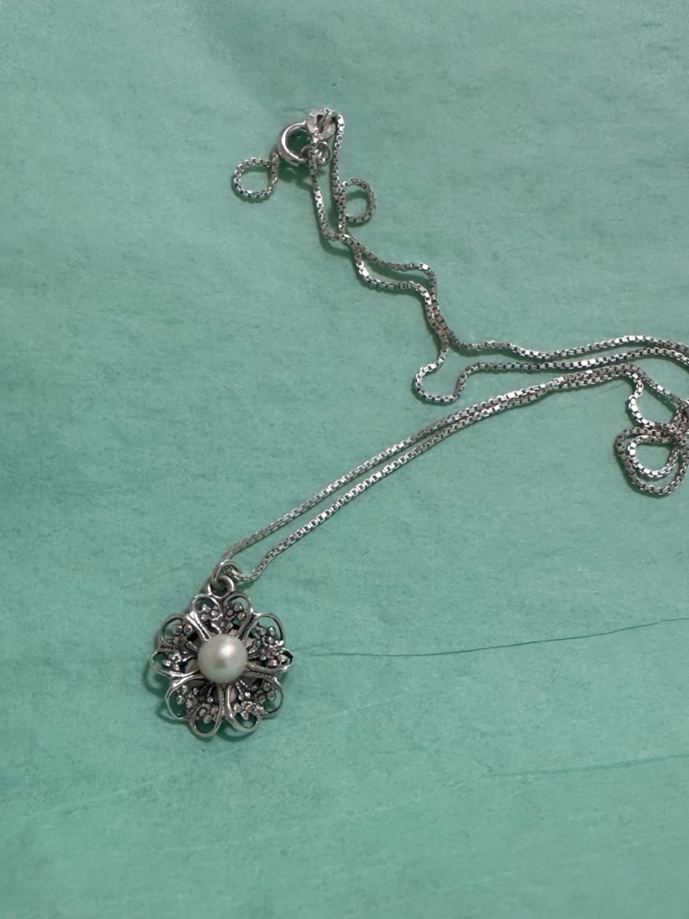 Paz sterling Silver 925 genuine Pearl Pendant Necklace 18” Israel